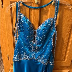 Embellished Turquoise Blue Evening Dress